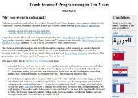 Teach Yourself Programming in Ten Years
