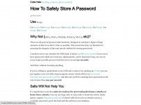 How To Safely Store A Password